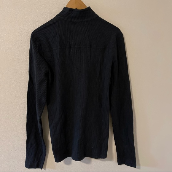 Agave Denim Wave Train Flat Back Seersucker 1/4 Zip Mock Pullover Black NWT-S - Picture 3 of 13